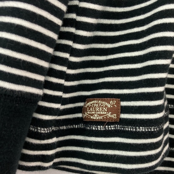 LAUREN black and white stripe with brown suede detail blouse 2XL - Picture 3 of 6